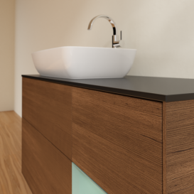 Тумба под раковину Villeroy & Boch Finion 120х50,1 см с подсветкой МДФ шпон грецкого ореха/стекло черное матовое F812GMGN