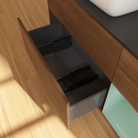 Тумба под раковину Villeroy & Boch Finion 120х50,1 см с подсветкой МДФ шпон грецкого ореха/стекло черное матовое F812GMGN