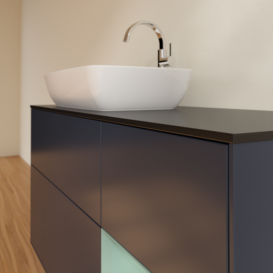 Тумба под раковину Villeroy & Boch Finion 120х50,1 см с подсветкой МДФ темно-синий матовый лак/стекло черное матовое F812GMHG
