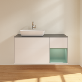 Тумба под раковину Villeroy & Boch Finion 120х50,1 см с подсветкой МДФ белый матовый лак/стекло черное матовое F812GMMT