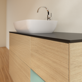 Тумба под раковину Villeroy & Boch Finion 120х50,1 см с подсветкой МДФ шпон дуба/стекло черное матовое F812GMPC