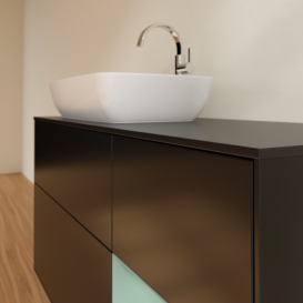 Тумба под раковину Villeroy & Boch Finion 120х50,1 см с подсветкой МДФ черный матовый лак/стекло черное матовое F812GMPD