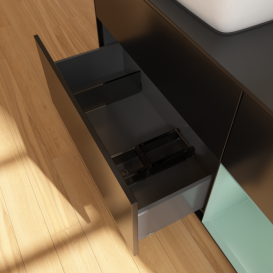 Тумба под раковину Villeroy & Boch Finion 120х50,1 см с подсветкой МДФ черный матовый лак/стекло черное матовое F812GMPD