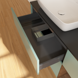 Тумба под раковину Villeroy & Boch Finion 120х50,1 см с подсветкой МДФ оливковый матовый лак/стекло черное матовое F812GNGM