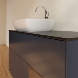 Тумба под раковину Villeroy & Boch Finion 120х50,1 см с подсветкой МДФ темно-синий матовый лак/стекло черное матовое F812GNHG