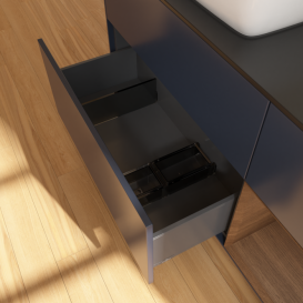 Тумба под раковину Villeroy & Boch Finion 120х50,1 см с подсветкой МДФ темно-синий матовый лак/стекло черное матовое F812GNHG