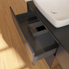 Тумба под раковину Villeroy & Boch Finion 120х50,1 см с подсветкой МДФ темно-синий матовый лак/стекло черное матовое F812GNHG