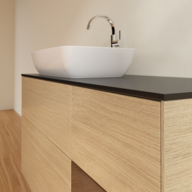 Тумба под раковину Villeroy & Boch Finion 120х50,1 см с подсветкой МДФ шпон дуба/стекло черное матовое F812GNPC