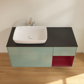 Тумба под раковину Villeroy & Boch Finion 120х50,1 см с подсветкой МДФ оливковый матовый лак/стекло черное матовое F812HBGM