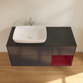 Тумба под раковину Villeroy & Boch Finion 120х50,1 см с подсветкой МДФ темно-синий матовый лак/стекло черное матовое F812HBHG