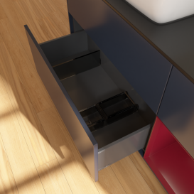 Тумба под раковину Villeroy & Boch Finion 120х50,1 см с подсветкой МДФ темно-синий матовый лак/стекло черное матовое F812HBHG