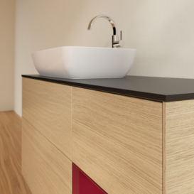 Тумба под раковину Villeroy & Boch Finion 120х50,1 см с подсветкой МДФ шпон дуба/стекло черное матовое F812HBPC