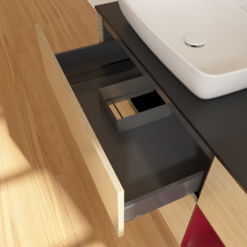 Тумба под раковину Villeroy & Boch Finion 120х50,1 см с подсветкой МДФ шпон дуба/стекло черное матовое F812HBPC