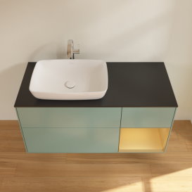 Тумба под раковину Villeroy & Boch Finion 120х50,1 см с подсветкой МДФ оливковый матовый лак/стекло черное матовое F812HFGM