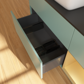 Тумба под раковину Villeroy & Boch Finion 120х50,1 см с подсветкой МДФ оливковый матовый лак/стекло черное матовое F812HFGM