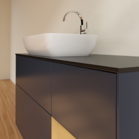 Тумба под раковину Villeroy & Boch Finion 120х50,1 см с подсветкой МДФ темно-синий матовый лак/стекло черное матовое F812HFHG