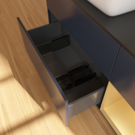 Тумба под раковину Villeroy & Boch Finion 120х50,1 см с подсветкой МДФ темно-синий матовый лак/стекло черное матовое F812HFHG