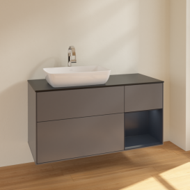 Тумба под раковину Villeroy & Boch Finion 120х50,1 см с подсветкой МДФ антрацит матовый лак/стекло черное матовое F812HGGK