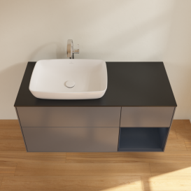 Тумба под раковину Villeroy & Boch Finion 120х50,1 см с подсветкой МДФ антрацит матовый лак/стекло черное матовое F812HGGK