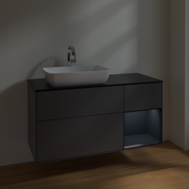 Тумба под раковину Villeroy & Boch Finion 120х50,1 см с подсветкой МДФ антрацит матовый лак/стекло черное матовое F812HGGK
