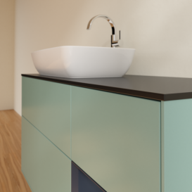 Тумба під раковину Villeroy & Boch Finion 120х50,1 см із підсвічуванням МДФ оливковий матовий лак/скло чорне матове F812HGGM