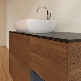 Тумба под раковину Villeroy & Boch Finion 120х50,1 см с подсветкой МДФ шпон грецкого ореха/стекло черное матовое F812HGGN