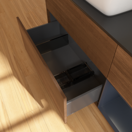 Тумба под раковину Villeroy & Boch Finion 120х50,1 см с подсветкой МДФ шпон грецкого ореха/стекло черное матовое F812HGGN