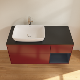 Тумба під раковину Villeroy & Boch Finion 120х50,1 см із підсвічуванням МДФ півонія матовий лак/скло чорне матове F812HGHB