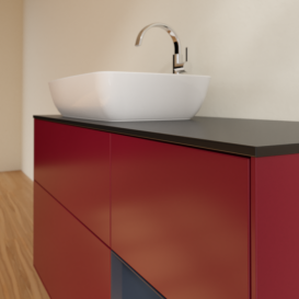 Тумба під раковину Villeroy & Boch Finion 120х50,1 см із підсвічуванням МДФ півонія матовий лак/скло чорне матове F812HGHB