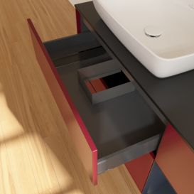 Тумба під раковину Villeroy & Boch Finion 120х50,1 см із підсвічуванням МДФ півонія матовий лак/скло чорне матове F812HGHB