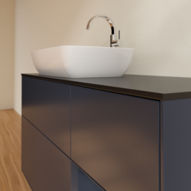 Тумба под раковину Villeroy & Boch Finion 120х50,1 см с подсветкой МДФ темно-синий матовый лак/стекло черное матовое F812HGHG