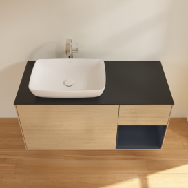 Тумба под раковину Villeroy & Boch Finion 120х50,1 см с подсветкой МДФ шпон дуба/стекло черное матовое F812HGPC