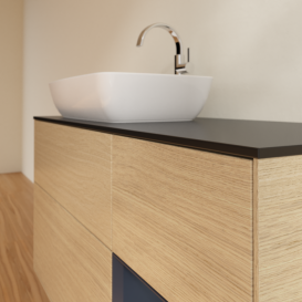 Тумба под раковину Villeroy & Boch Finion 120х50,1 см с подсветкой МДФ шпон дуба/стекло черное матовое F812HGPC