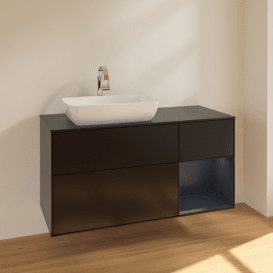 Тумба під раковину Villeroy & Boch Finion 120х50,1 см із підсвічуванням МДФ чорний матовий лак/скло чорне матове F812HGPD