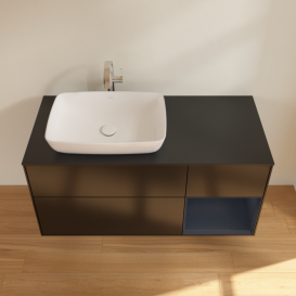 Тумба под раковину Villeroy & Boch Finion 120х50,1 см с подсветкой МДФ черный матовый лак/стекло черное матовое F812HGPD