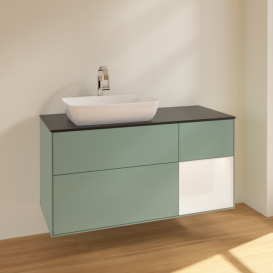 Тумба под раковину Villeroy & Boch Finion 120х50,1 см с подсветкой МДФ оливковый матовый лак/стекло черное матовое F812MTGM