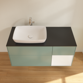 Тумба под раковину Villeroy & Boch Finion 120х50,1 см с подсветкой МДФ оливковый матовый лак/стекло черное матовое F812MTGM