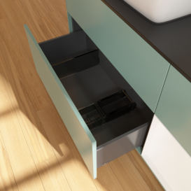 Тумба под раковину Villeroy & Boch Finion 120х50,1 см с подсветкой МДФ оливковый матовый лак/стекло черное матовое F812MTGM