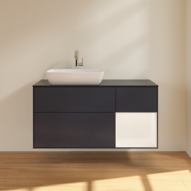 Тумба под раковину Villeroy & Boch Finion 120х50,1 см с подсветкой МДФ темно-синий матовый лак/стекло черное матовое F812MTHG