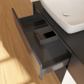 Тумба под раковину Villeroy & Boch Finion 120х50,1 см с подсветкой МДФ темно-синий матовый лак/стекло черное матовое F812MTHG