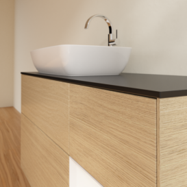 Тумба под раковину Villeroy & Boch Finion 120х50,1 см с подсветкой МДФ шпон дуба/стекло черное матовое F812MTPC