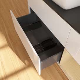 Тумба под раковину Villeroy & Boch Finion 120х50,1 см с подсветкой МДФ глянцевый белый лак/стекло черное матовое F812PCGF