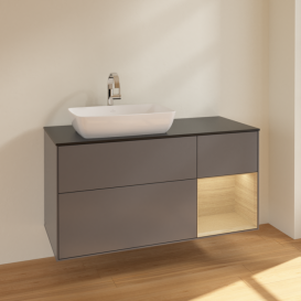 Тумба под раковину Villeroy & Boch Finion 120х50,1 см с подсветкой МДФ антрацит матовый лак/стекло черное матовое F812PCGK