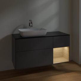 Тумба под раковину Villeroy & Boch Finion 120х50,1 см с подсветкой МДФ антрацит матовый лак/стекло черное матовое F812PCGK