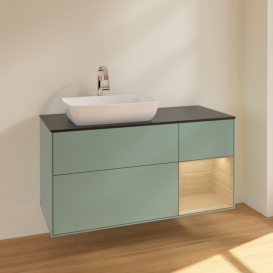 Тумба под раковину Villeroy & Boch Finion 120х50,1 см с подсветкой МДФ оливковый матовый лак/стекло черное матовое F812PCGM