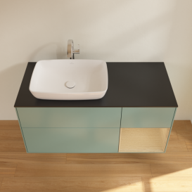 Тумба под раковину Villeroy & Boch Finion 120х50,1 см с подсветкой МДФ оливковый матовый лак/стекло черное матовое F812PCGM