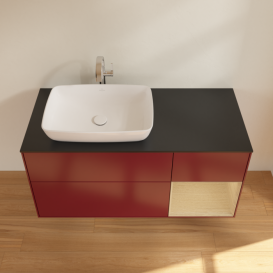 Тумба под раковину Villeroy & Boch Finion 120х50,1 см с подсветкой МДФ пион матовый лак/стекло черное матовое F812PCHB