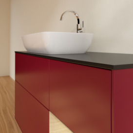 Тумба под раковину Villeroy & Boch Finion 120х50,1 см с подсветкой МДФ пион матовый лак/стекло черное матовое F812PCHB