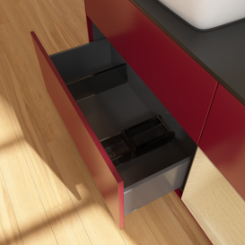 Тумба под раковину Villeroy & Boch Finion 120х50,1 см с подсветкой МДФ пион матовый лак/стекло черное матовое F812PCHB