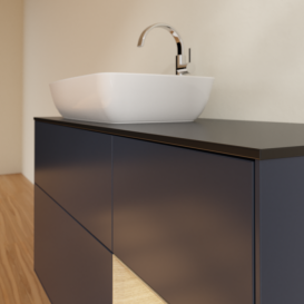 Тумба под раковину Villeroy & Boch Finion 120х50,1 см с подсветкой МДФ темно-синий матовый лак/стекло черное матовое F812PCHG